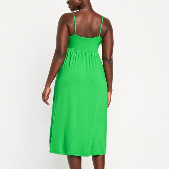NWT OLD NAVY Fit & Flare Cami Midi Dress Color: Beach Cruiser Green - Picture 6 of 9